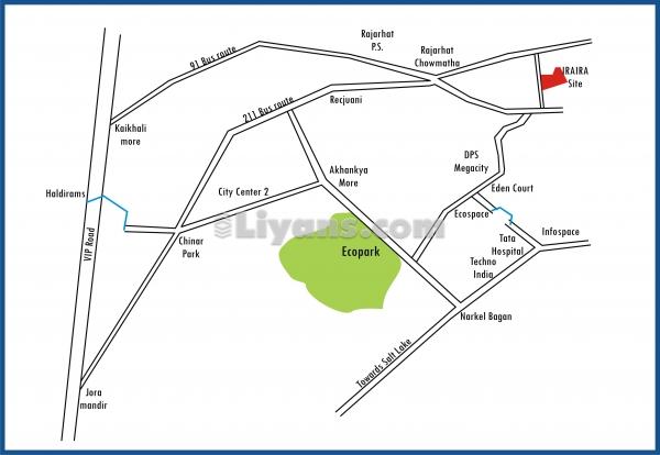 Location Map of 1-3 Bhk Flat At Rajarhat For Sale, Kolkata.